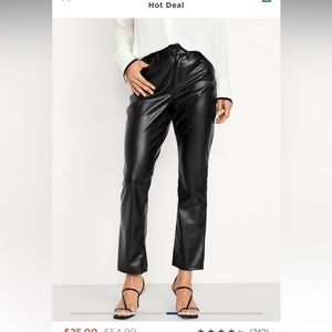 Black High Waisted Faux Leather BOOTCUT crop pants NEW with tags